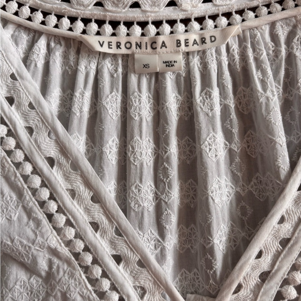 Veronica Beard Daeja V-Neck Eyelet Intricate Lace 3/4 Sleeves Mini Dress Size XS - Picture 12 of 14